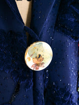 John Galliano Fur Trimmed Floral Velvet Duster Outerwear arcadeshops.com