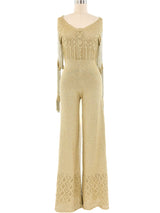 Loris Azzaro Gold Chain Accented Knit Jumpsuit Jumpsuit arcadeshops.com