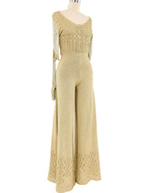 Loris Azzaro Gold Chain Accented Knit Jumpsuit Jumpsuit arcadeshops.com