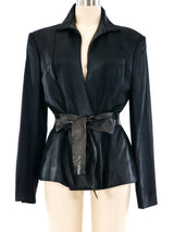 Gucci Leather Trimmed Belted Jacket Jacket arcadeshops.com