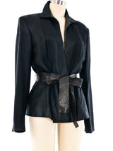 Gucci Leather Trimmed Belted Jacket Jacket arcadeshops.com