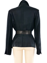 Gucci Leather Trimmed Belted Jacket Jacket arcadeshops.com