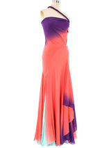 Gianni Versace Ombre Chiffon One Shoulder Gown Dress arcadeshops.com