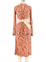 Halston Abstract Printed Skirt Ensemble Suit arcadeshops.com
