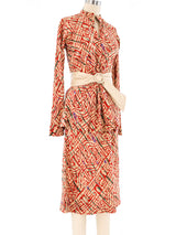 Halston Abstract Printed Skirt Ensemble Suit arcadeshops.com