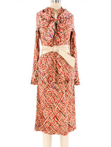 Halston Abstract Printed Skirt Ensemble Suit arcadeshops.com