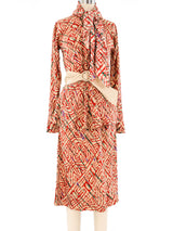Halston Abstract Printed Skirt Ensemble Suit arcadeshops.com