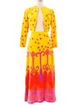 Yellow Velvet Polka Dot Skirt Ensemble Suit arcadeshops.com