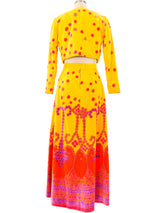 Yellow Velvet Polka Dot Skirt Ensemble Suit arcadeshops.com