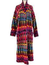 Multicolor Checker Knit Maxi Coat Outerwear arcadeshops.com