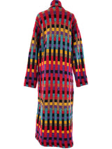 Multicolor Checker Knit Maxi Coat Outerwear arcadeshops.com