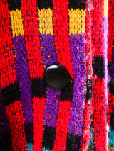 Multicolor Checker Knit Maxi Coat Outerwear arcadeshops.com