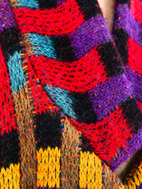 Multicolor Checker Knit Maxi Coat Outerwear arcadeshops.com