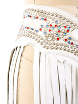 Leather Fringe Rhinestoned Waist Belt Accessory arcadeshops.com