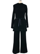 1960's Black Crochet Tunic Ensemble Suit arcadeshops.com