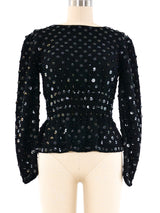 Sequin Embellished Peplum Knit Sweater Top arcadeshops.com