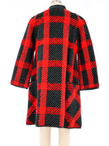 Bonnie Cashin Leather Trimmed Plaid Wool Coat Outerwear arcadeshops.com