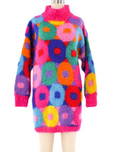 Pink Patterned Mohair Knit Sweater Top arcadeshops.com