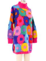 Pink Patterned Mohair Knit Sweater Top arcadeshops.com