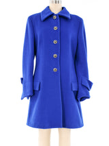 Gianni Versace Blue Wool Swing Coat Jacket arcadeshops.com