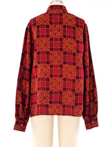 Yves Saint Laurent Printed Ruffle Blouse Top arcadeshops.com