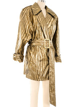 1980's Striped Gold Trench Coat Jacket arcadeshops.com