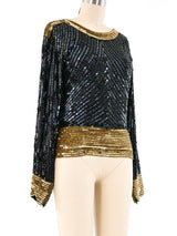 Yves Saint Laurent Black and Gold Sequin Top Top arcadeshops.com