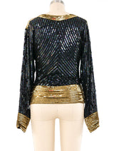 Yves Saint Laurent Black and Gold Sequin Top Top arcadeshops.com