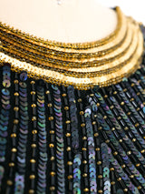 Yves Saint Laurent Black and Gold Sequin Top Top arcadeshops.com