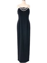 Victor Costa Pearl Necklace Accented Gown Dress arcadeshops.com