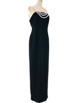 Victor Costa Pearl Necklace Accented Gown Dress arcadeshops.com