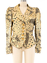 Yves Saint Laurent Metallic Leopard Printed Blazer Jacket arcadeshops.com