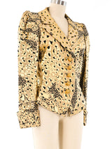 Yves Saint Laurent Metallic Leopard Printed Blazer Jacket arcadeshops.com