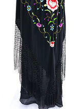 Floral Embroidered Fringed Piano Shawl Dress Dress arcadeshops.com