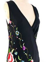 Floral Embroidered Fringed Piano Shawl Dress Dress arcadeshops.com