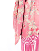 Floral Printed Fringed Silk Kimono Jacket arcadeshops.com