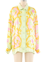 Escada Floral Print Silk Blouse Top arcadeshops.com