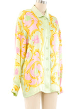 Escada Floral Print Silk Blouse Top arcadeshops.com