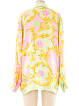 Escada Floral Print Silk Blouse Top arcadeshops.com