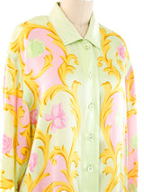 Escada Floral Print Silk Blouse Top arcadeshops.com