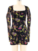 Jean Paul Gaultier Floral Printed Mesh Mini Dress arcadeshops.com