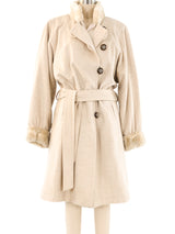 Yves Saint Laurent Fur Lined Wool Belted Coat Outerwear arcadeshops.com