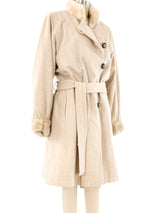 Yves Saint Laurent Fur Lined Wool Belted Coat Outerwear arcadeshops.com