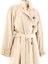 Yves Saint Laurent Fur Lined Wool Belted Coat Outerwear arcadeshops.com