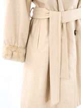 Yves Saint Laurent Fur Lined Wool Belted Coat Outerwear arcadeshops.com