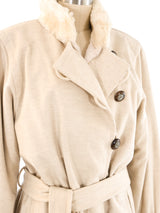 Yves Saint Laurent Fur Lined Wool Belted Coat Outerwear arcadeshops.com