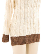 Metallic Trimmed Cable Knit Sweater top arcadeshops.com