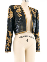 Victor Costa Jeweled Sequin Crop Jacket Jacket arcadeshops.com