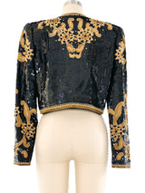 Victor Costa Jeweled Sequin Crop Jacket Jacket arcadeshops.com