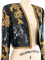 Victor Costa Jeweled Sequin Crop Jacket Jacket arcadeshops.com